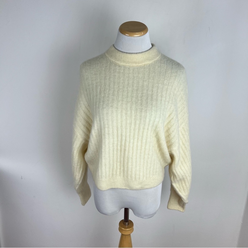 & Other Stories Wool Alpaca Mockneck Sweater Cream Size XS